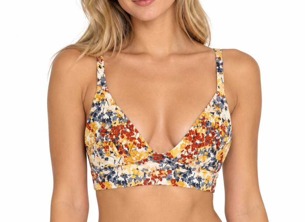 Maurices Floral Print Plunge Bralette with Lace Racerback